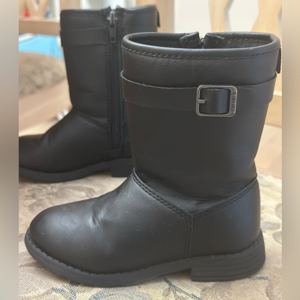 Toddler Faux Leather Tall Black Boots